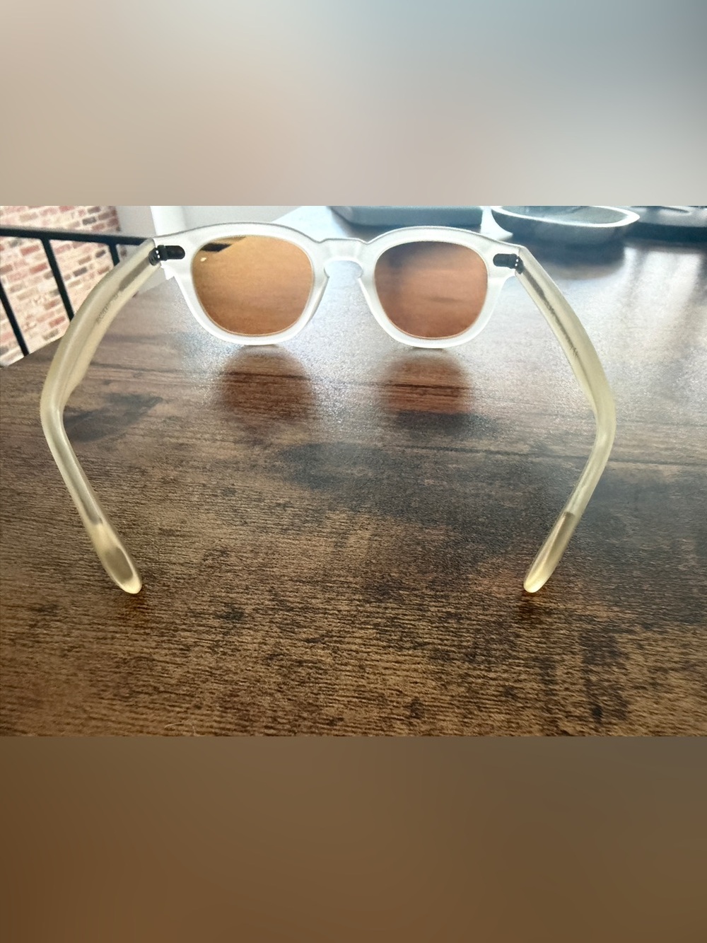 Peter Millar Unisex Round Sunglasses - Crystal Frost - Yellow/Orange Lenses - Picture 4 of 8